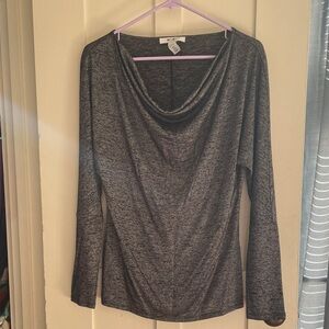 White House Black Market Charcoal Long Sleeve Top
